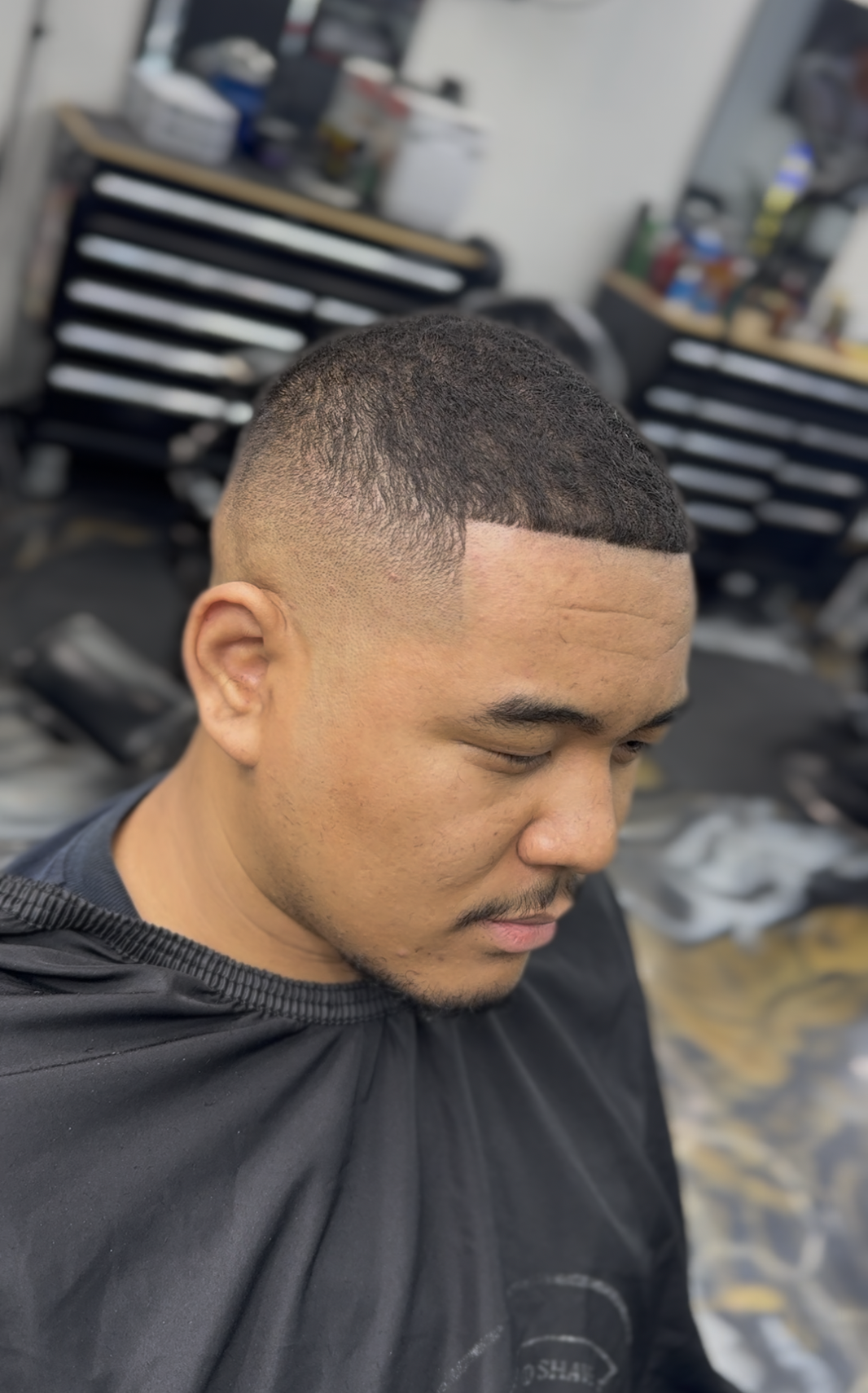 Close-up low fade with sharp lineup