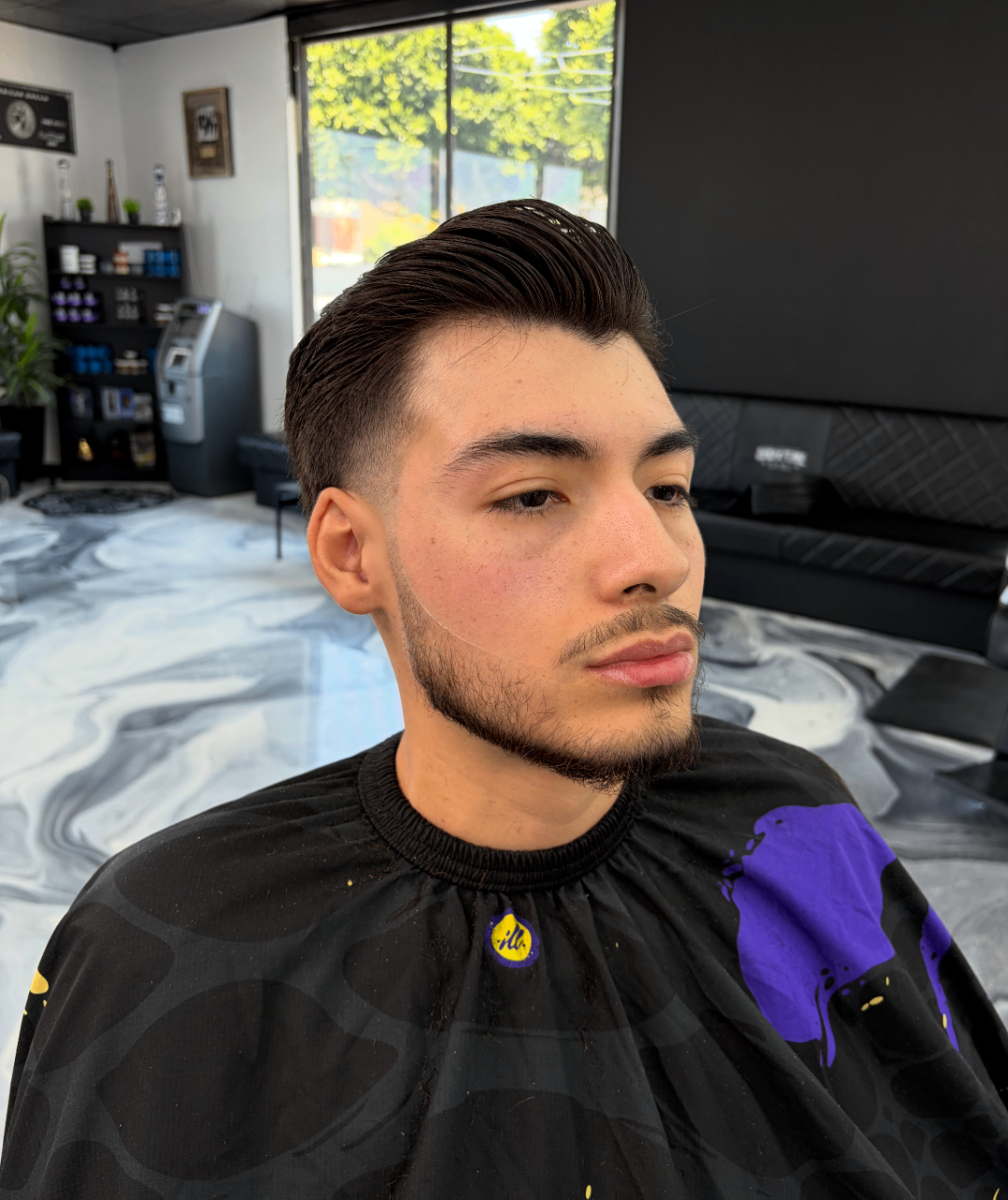 Clean comb over with beard shape up