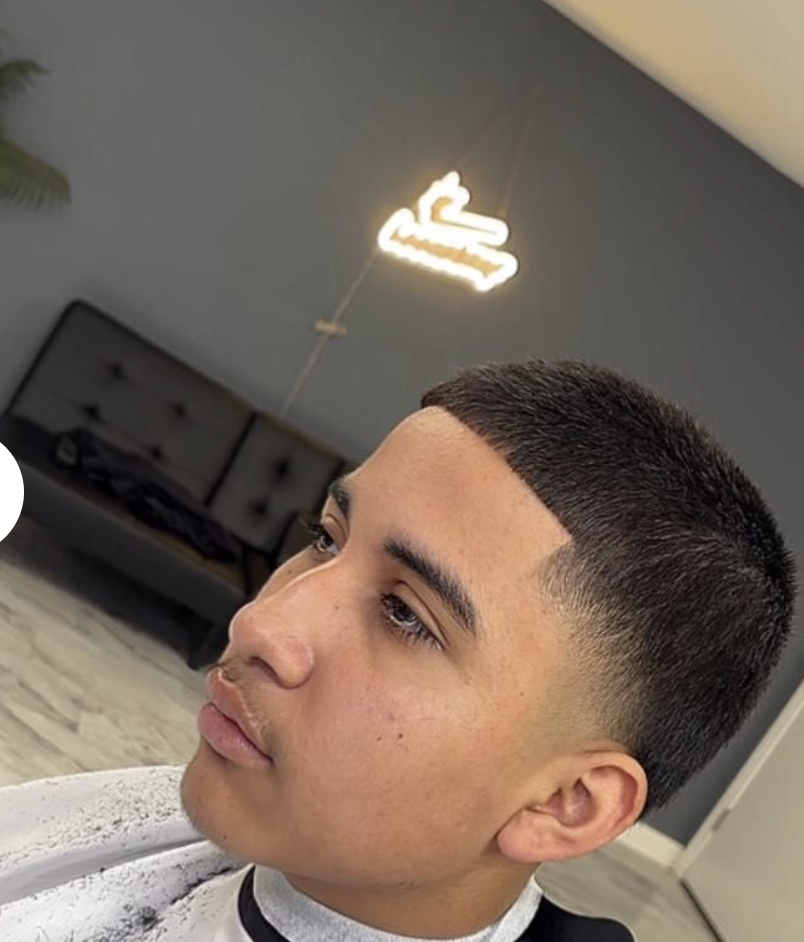 Buzz cut with skin fade and crisp edge up