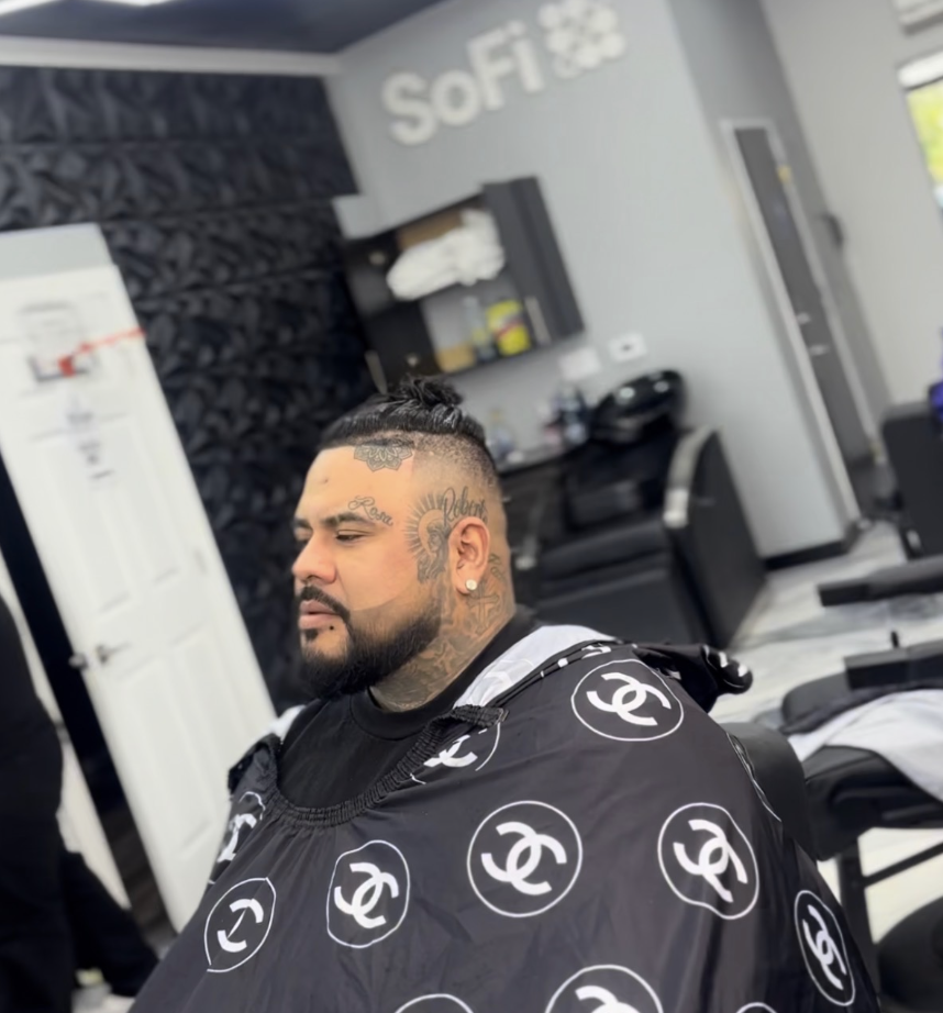 Mohawk fade with sharp lineup